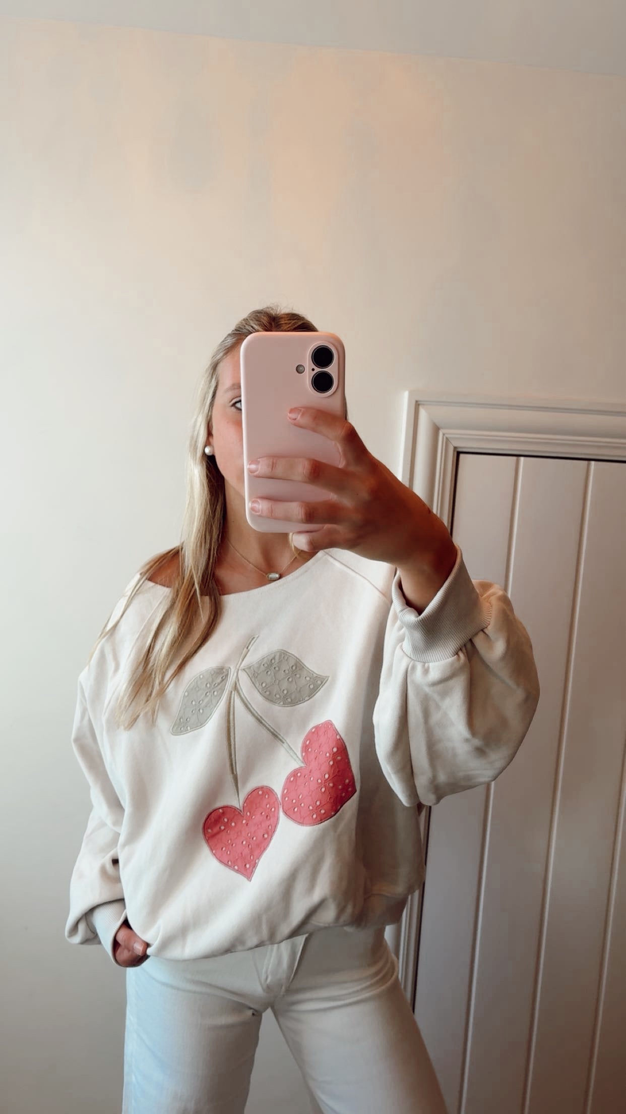 Cherry Off-Shoulder Top
