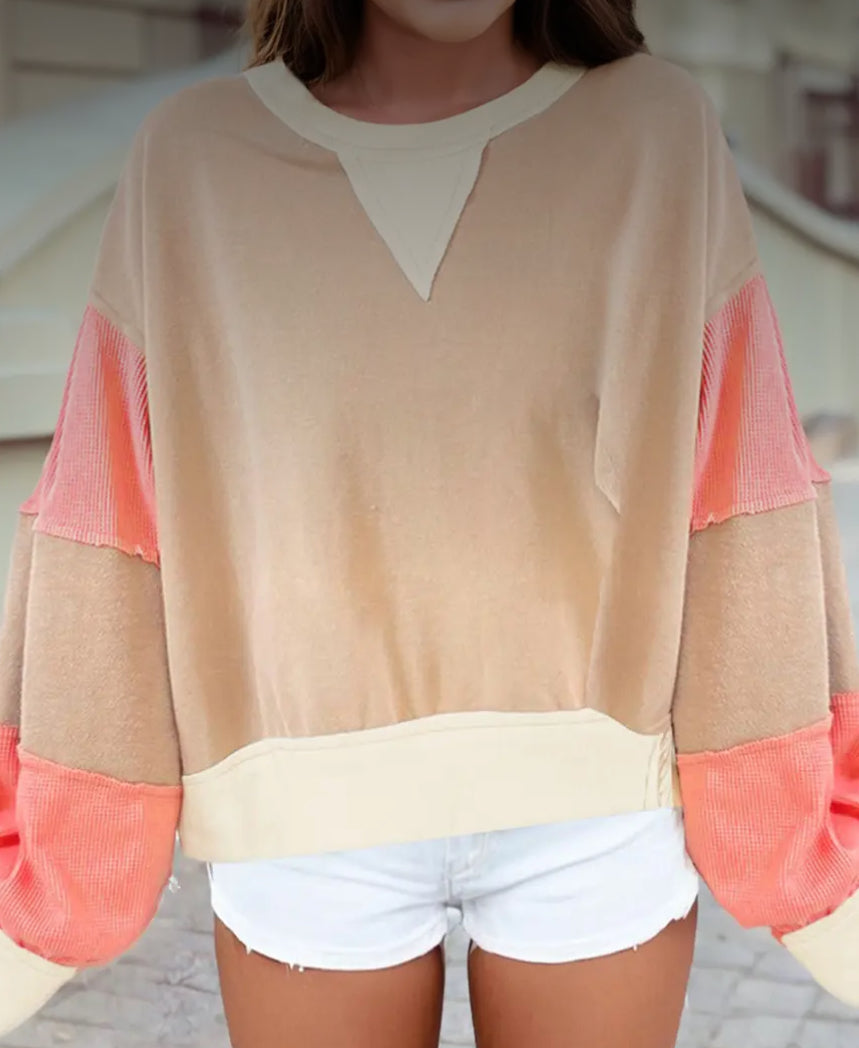 Ameri FUR COLOR BLOCK SWEAT