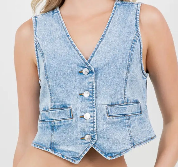 Light Wash Denim Vest