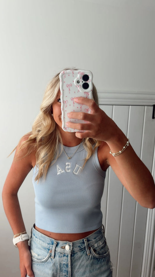 USA Embroidered tank
