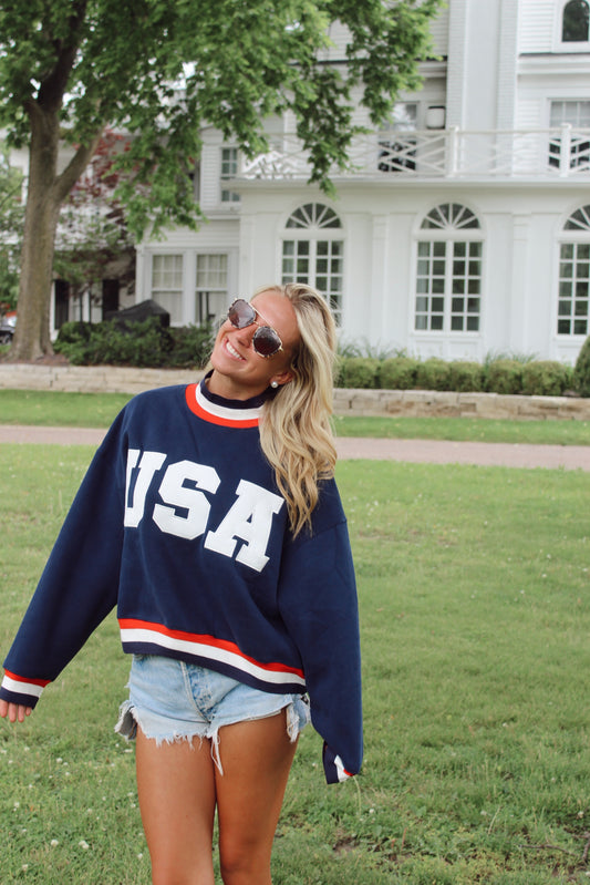 Retro USA Mock Neck