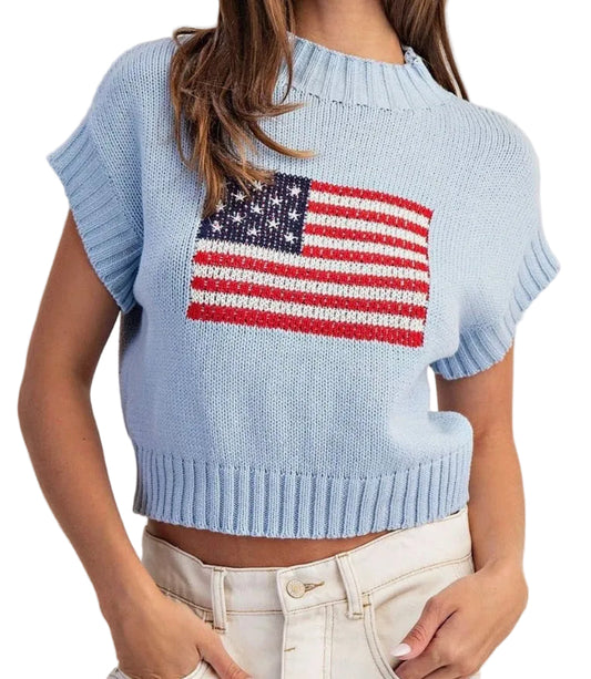 American Flag Sweater Top