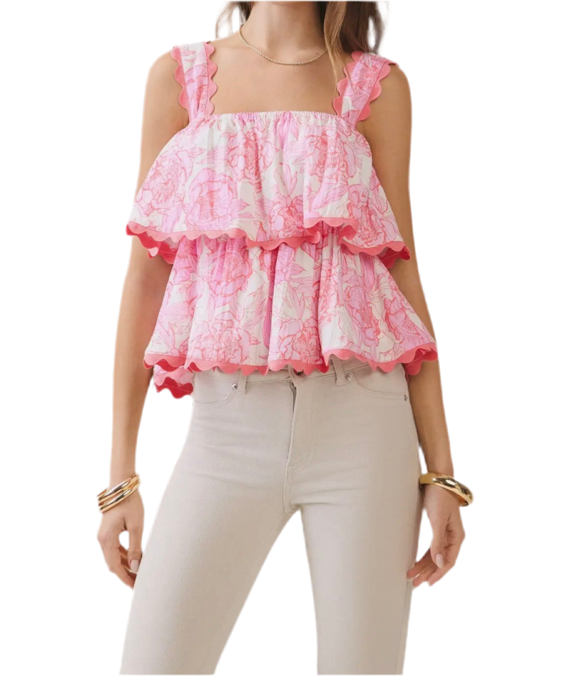 Floral Ruffle Strap Top