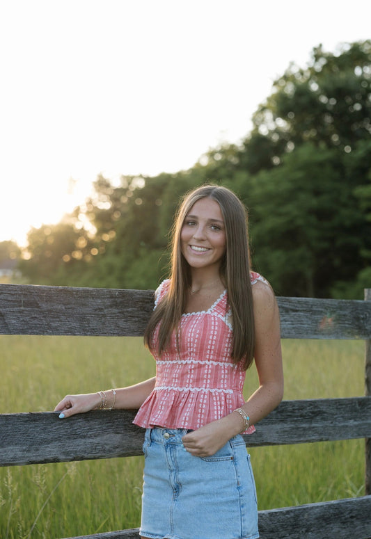 Red Lace Trim Top