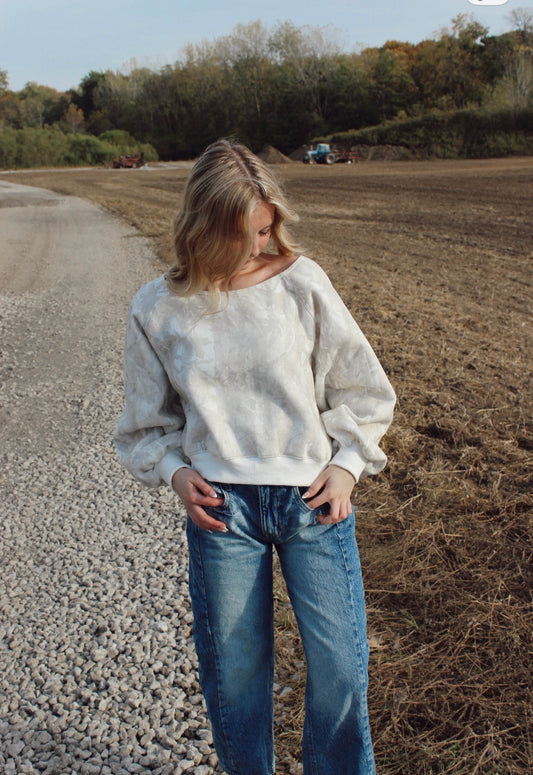 Camo Off-Shoulder Top