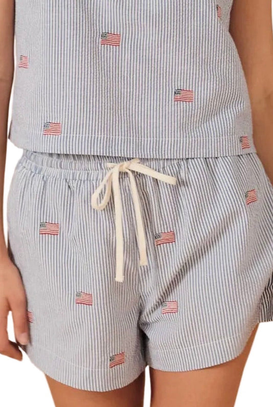 American Flag Linen Shorts