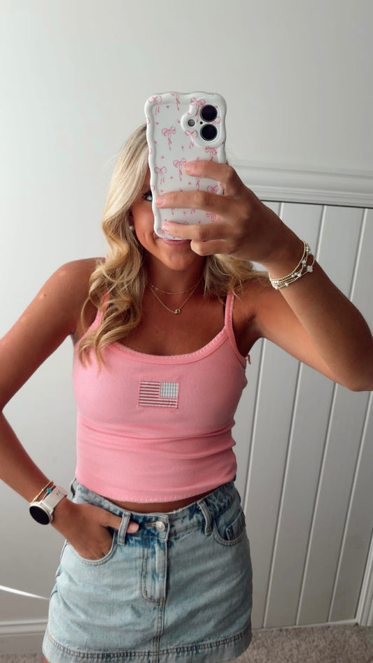 Pink American Flag Tank