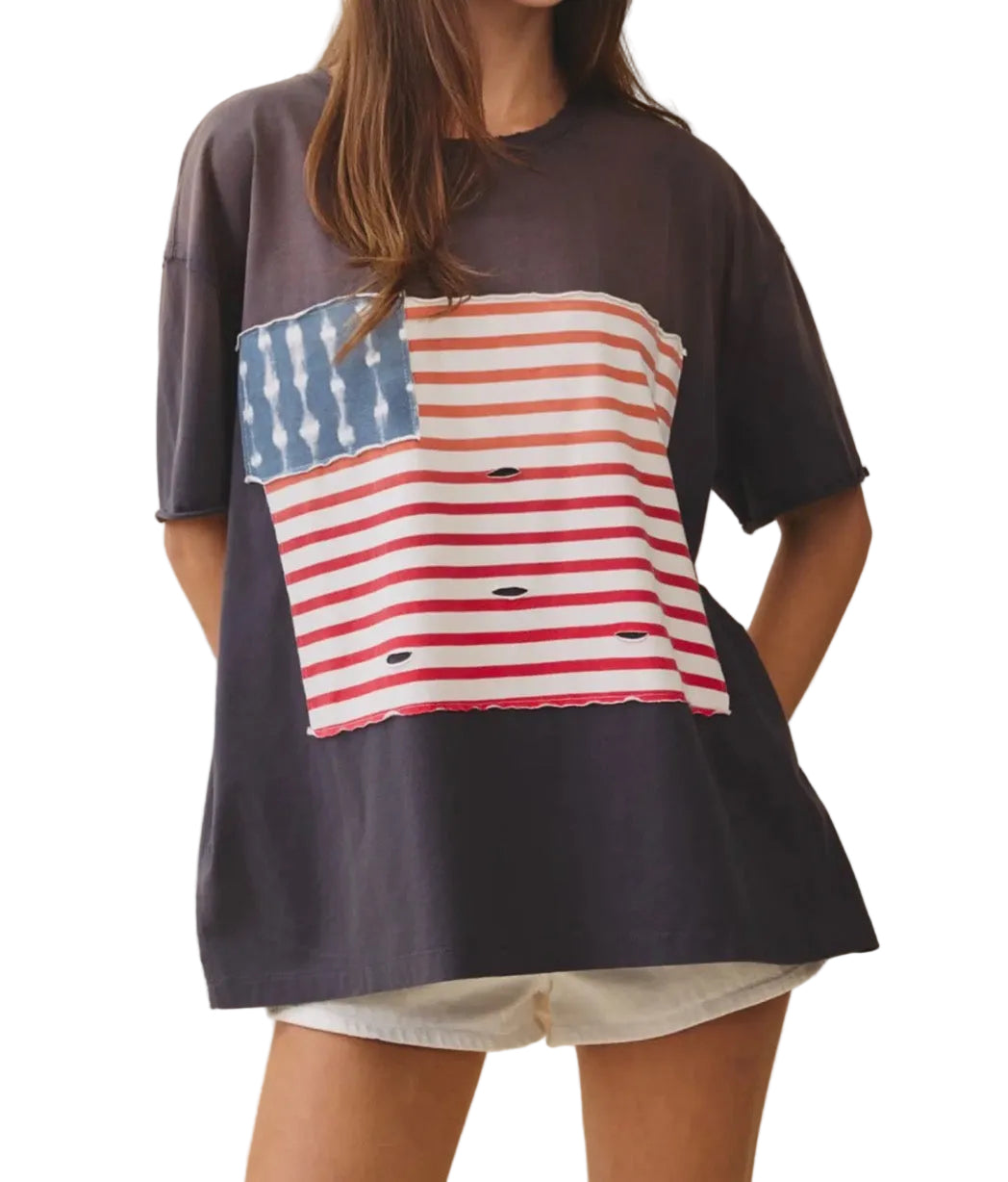 Graphic Oversized Flag Top