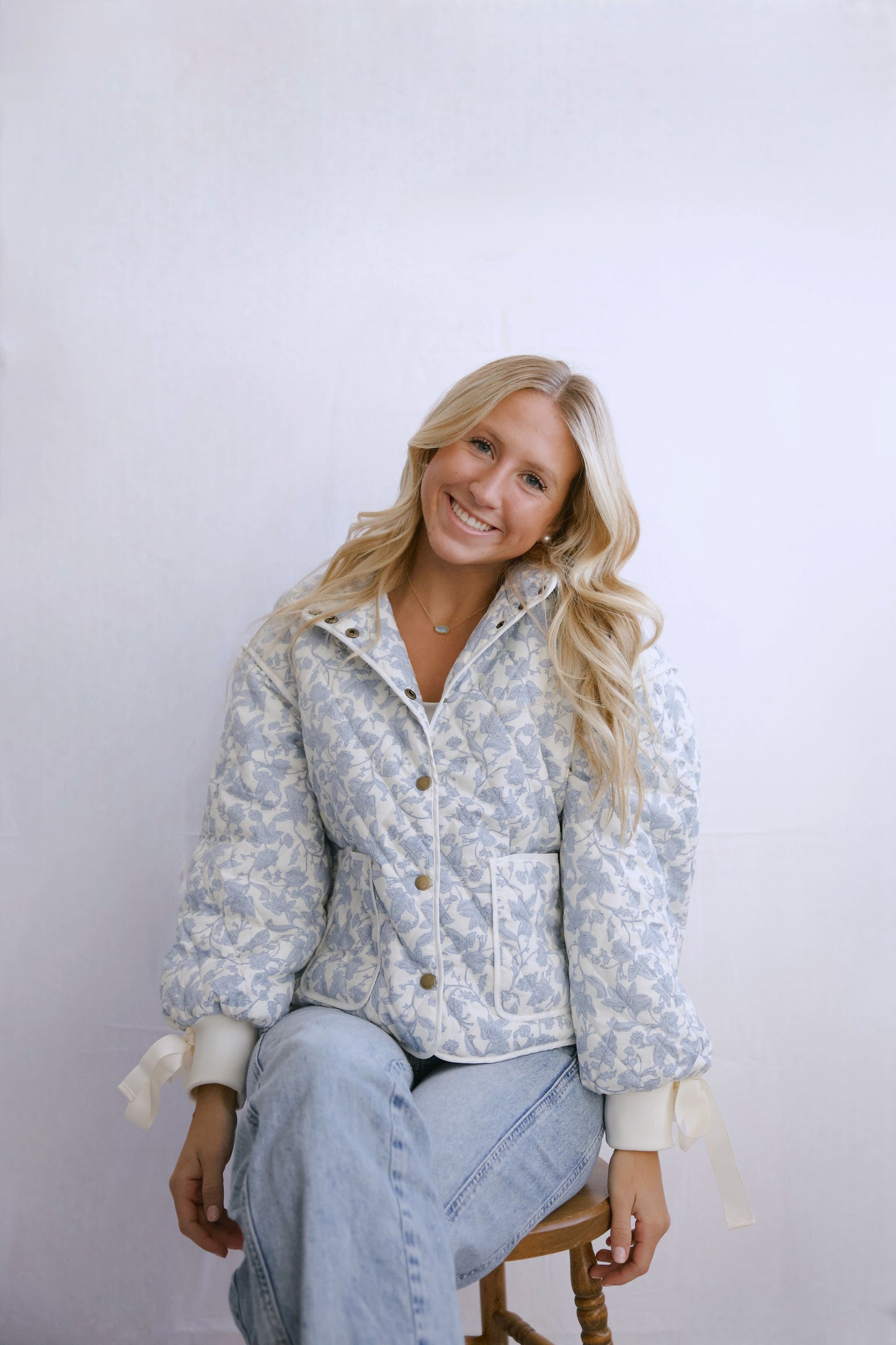 Floral Quilted Ribbon Jacket