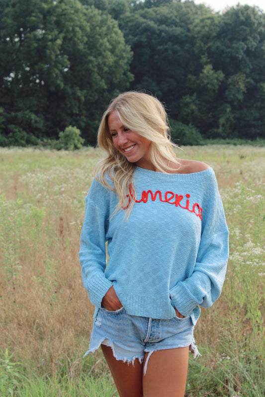 America Embroidered Sweaters