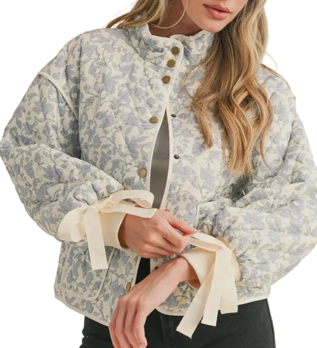Floral Quilted Ribbon Jacket