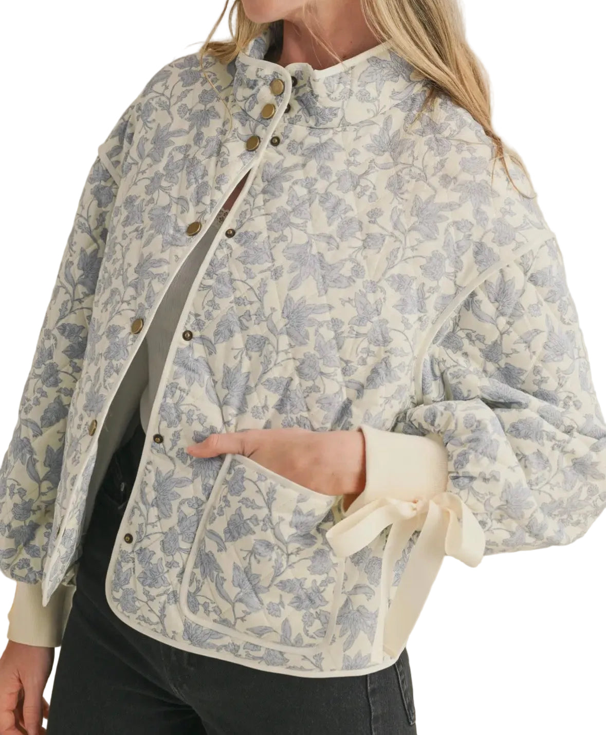 Floral Quilted Ribbon Jacket