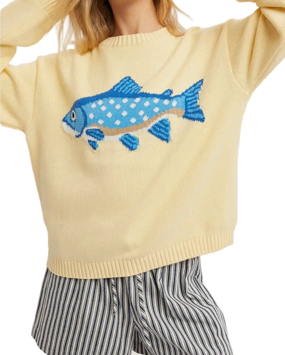 Butter Yellow Fish Sweater