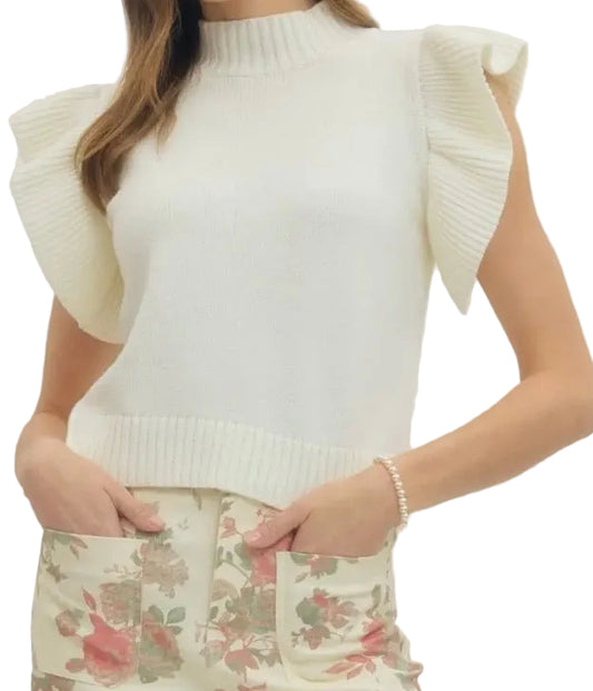 Solid Ruffled Sleeveless Top