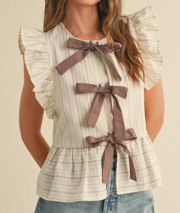 Tie Front Ruffle Blouse
