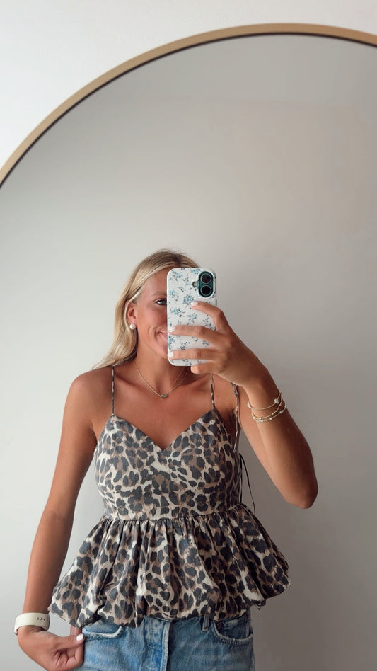 Peplum Leopard Top