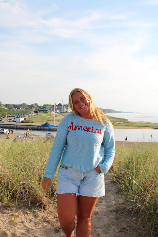 America Embroidered Sweaters